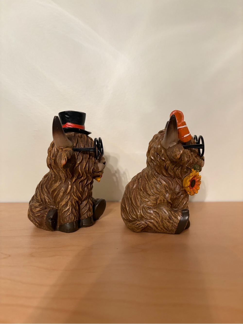 Hobby Lobby Highland Cow Autumn Cow Figurine Pair - Brown Seasonal Home Accent - Picture 2 of 4